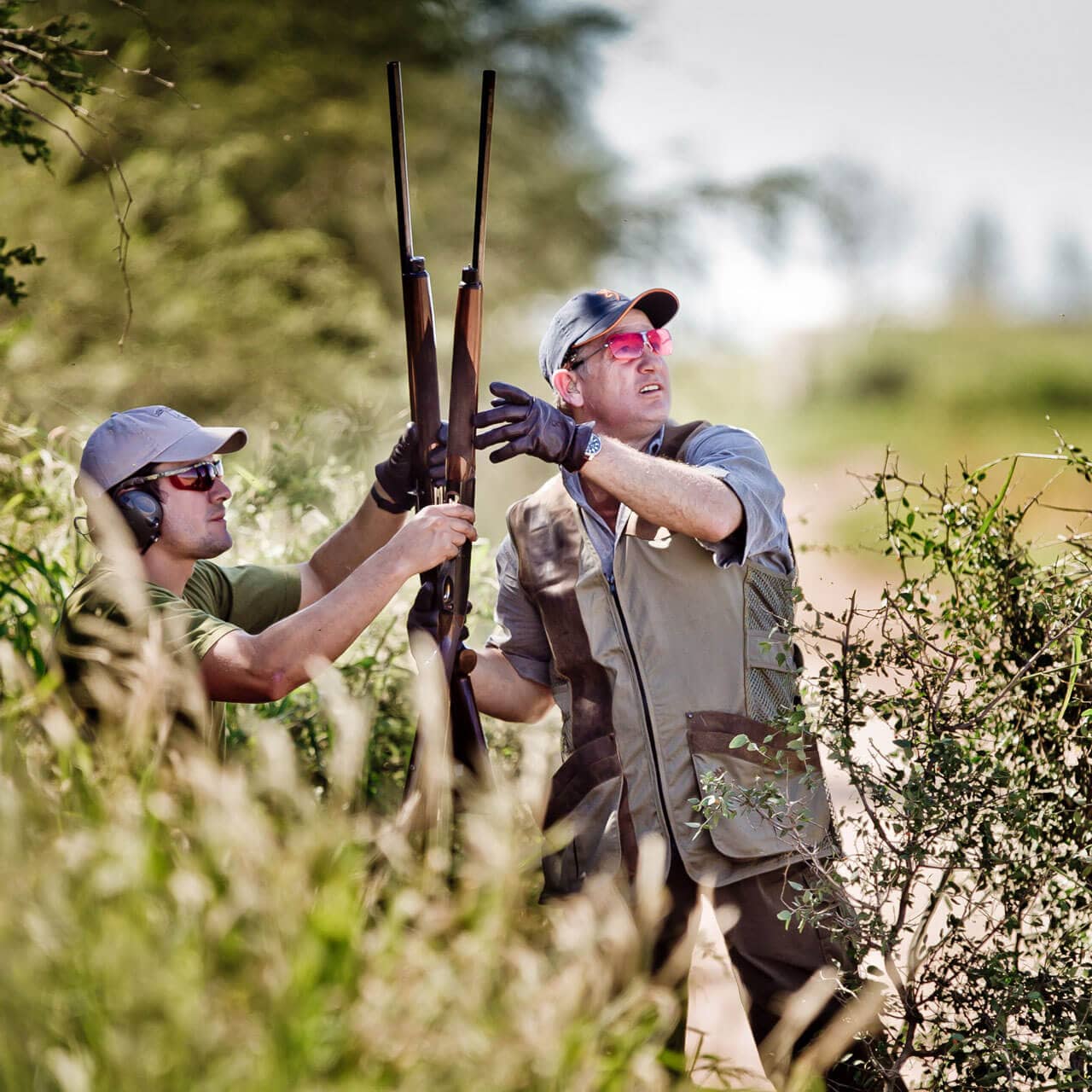 Hunter shooting from a field blind at Escondido Lodge, Córdoba