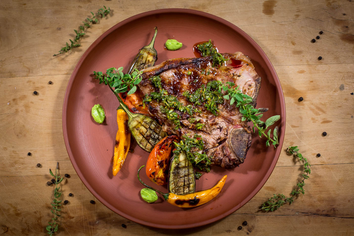 T-Bone with grilled vegetables